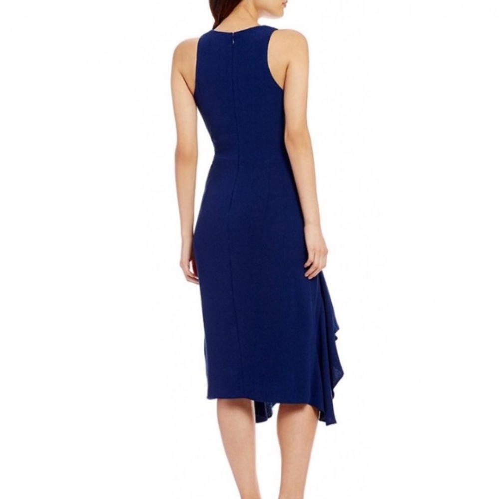 Betsey Johnson Blue V-neck Side Ruffle Midi Dress - Picture 2 of 2